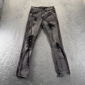 Waimea Jeans Mens 28x30 Gray Cotton Denim Skinny Leg Distressed Workwear Stretch